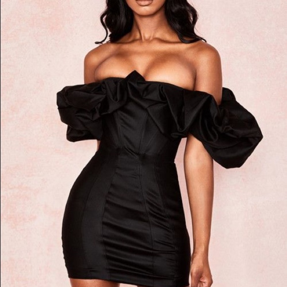 Black knee length dress clothing women’s ruffles